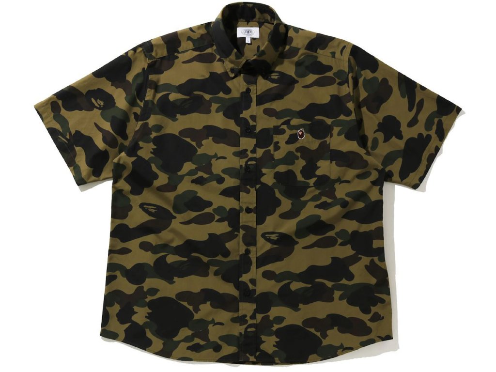 Bape Short Sleeve Button Down 1st Camo Shirt Green