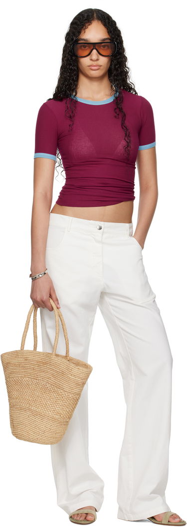 Tričko Baserange Baserange Drive Ribbed T-Shirt Vínová | Drive Tee, 4