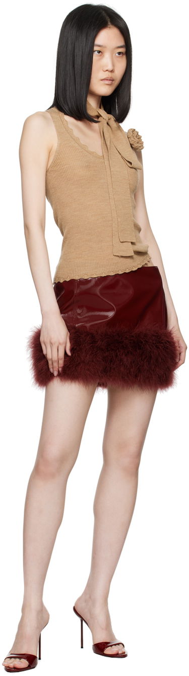 Sukňa Blumarine Blumarine Feather Faux-Leather Miniskirt Červená | A422G183A, 3