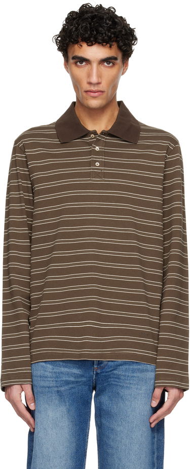 Polo tričko A.P.C. A.P.C. Long-Sleeve Striped Polo Hnedá | COHLV-H26519, 0