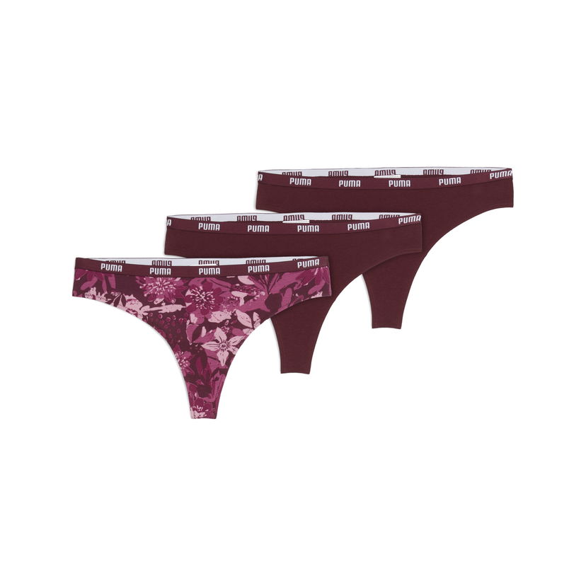 Nohavičky Puma 3 Pack Thong Panties Vínová | 947301_01