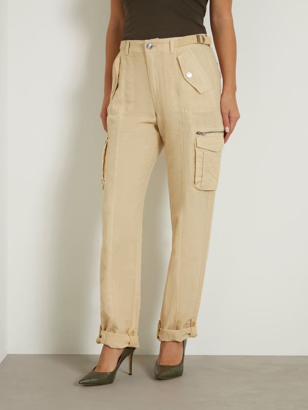 Cargo nohavice GUESS Mid Rise Cargo Pant Béžová | W4GA0AWG8N0, 0