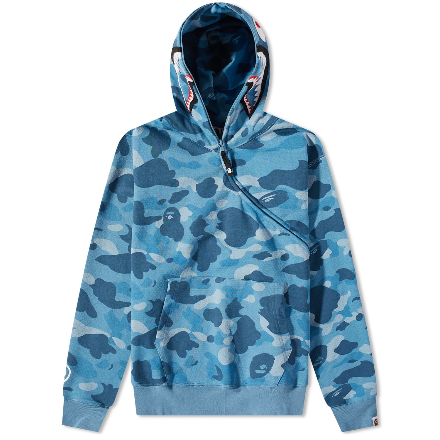 Mikina BAPE Honeycomb Camo Shark Full Zip Hoody Blue Modrá | 001ZPJ301009M-BLU, 0