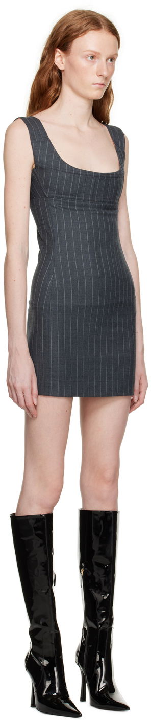 Šaty Miaou Miaou Vivi Pinstriped Mini Dress Šedá | 5022PSWBRI, 1