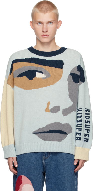 Sveter KidSuper Boxy Face Sweater Modrá | AW24-SW-11, 0