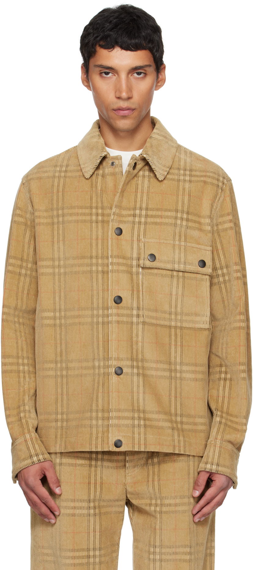 Košeľa Burberry Burberry Check Corduroy Overshirt Béžová | 8113164