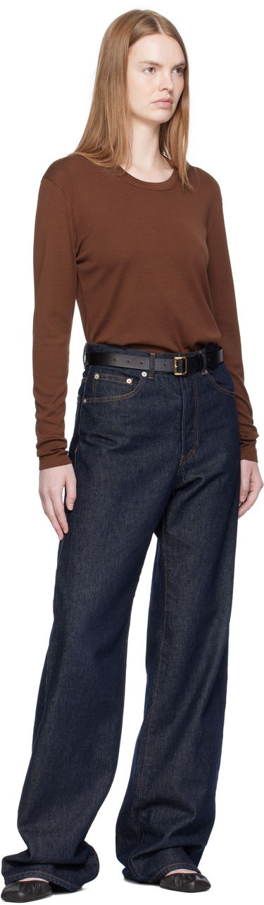 Tričko LEMAIRE Rib Long Sleeve T-shirt Hnedá | TO1441 LJ1016, 4
