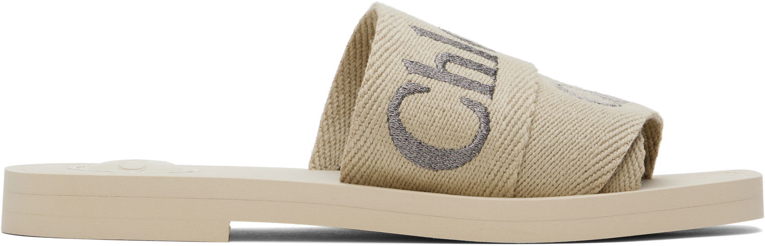 Starostlivosť o obuv CHLOÉ Chloé Woody Logo Slides Béžová | CHC25S188QT, 0