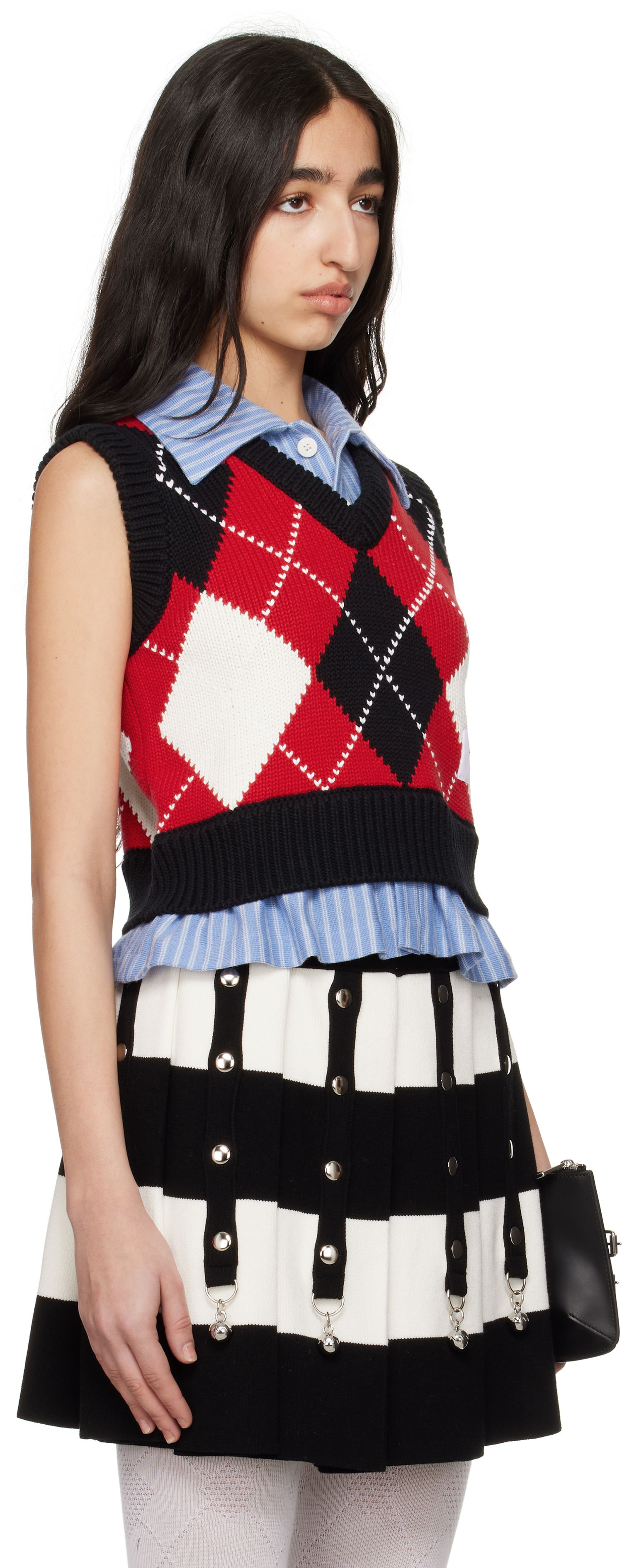 Sveter Charles Jeffrey Loverboy Charles Jeffrey LOVERBOY Cropped Argyle Vest Červená | 54091401, 1