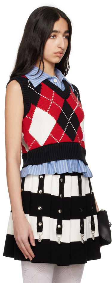 Sveter Charles Jeffrey Loverboy Charles Jeffrey LOVERBOY Cropped Argyle Vest Červená | 54091401, 1