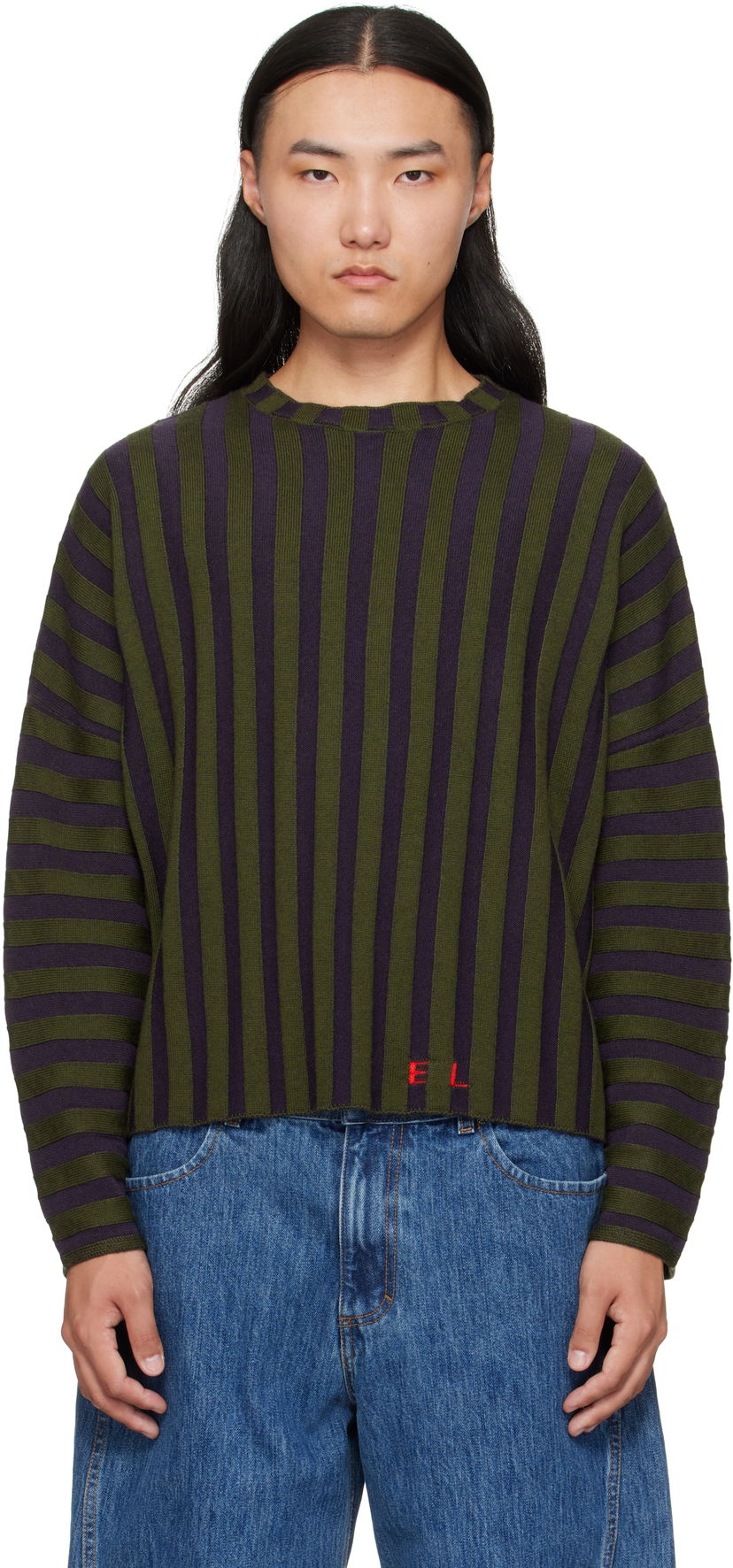 Sveter Eckhaus Latta Eckhaus Latta Striped Cropped Sweater Fialová | 8026-EL-PF25-M