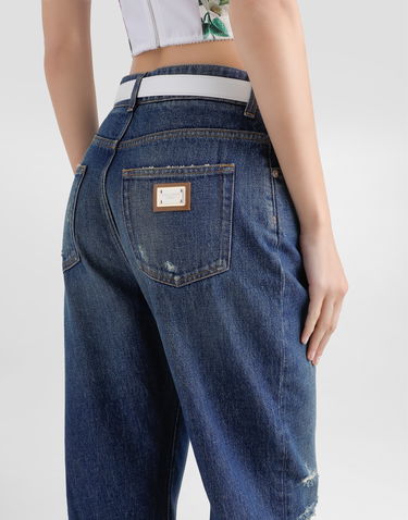 Džínsy Dolce & Gabbana Dolce & Gabbana Boyfriend Distressed Jeans 36 Modrá | FTC7CDG8MR2S9001, 3