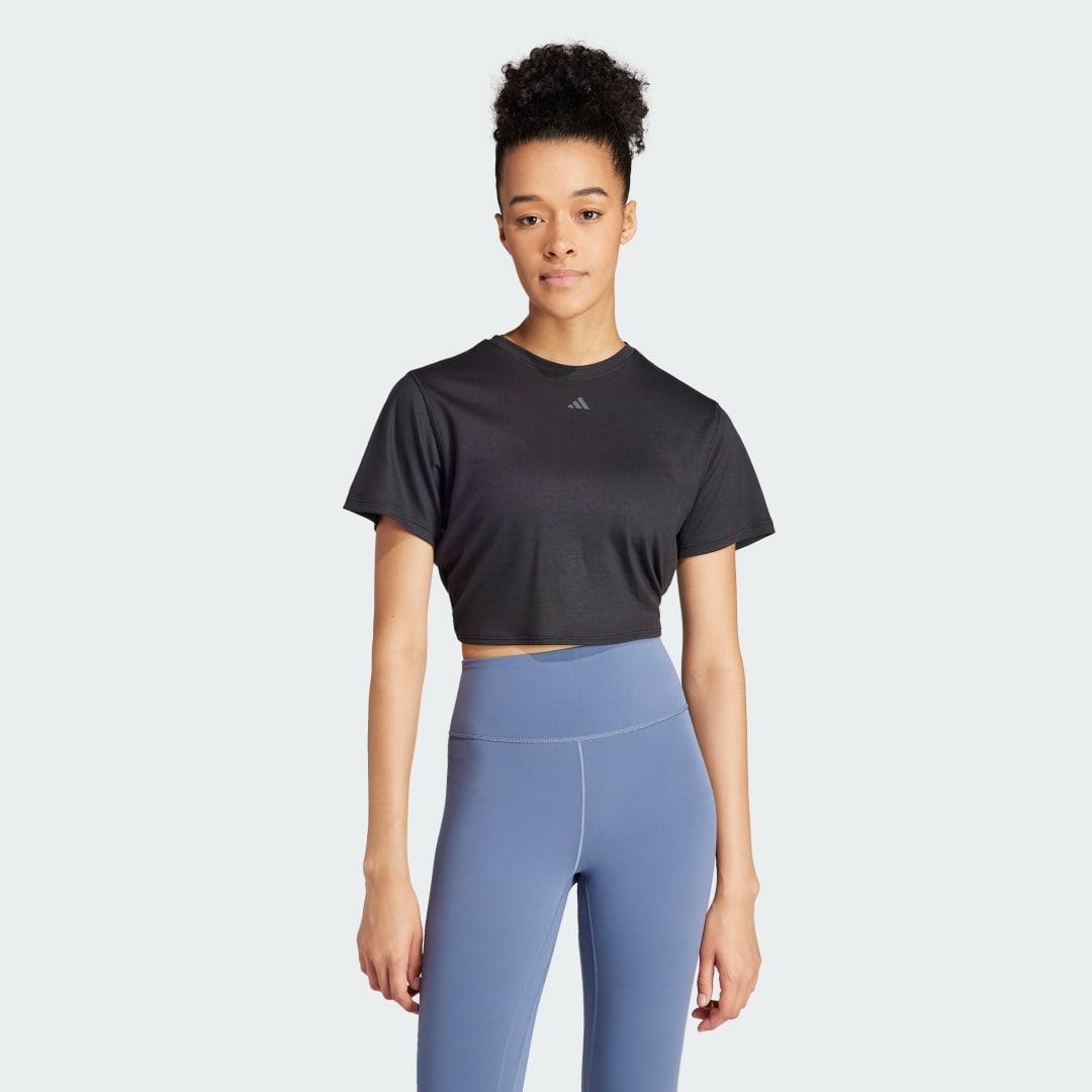 Tričko adidas Performance Yoga Studio Wrapped Tee Čierna | IS2988, 0