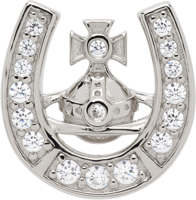 Náušnice Vivienne Westwood Horace Crystal-Embellished Horseshoe Orb Single Stud Earring Metalická | 6201037S-01P102-