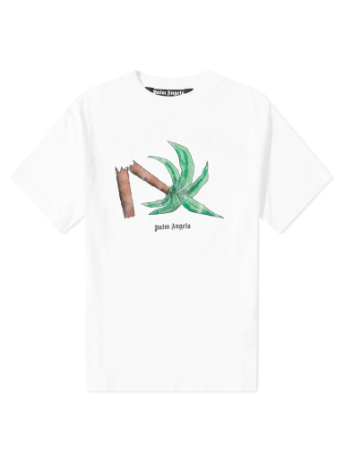 Tričko Palm Angels Broken Palm Tee Biela | PMAA001S22JER0220155