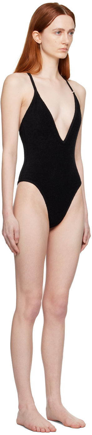 Plavky The Attico Attico V-Neck One-Piece Swimsuit Čierna | 233WBB71 C066, 1