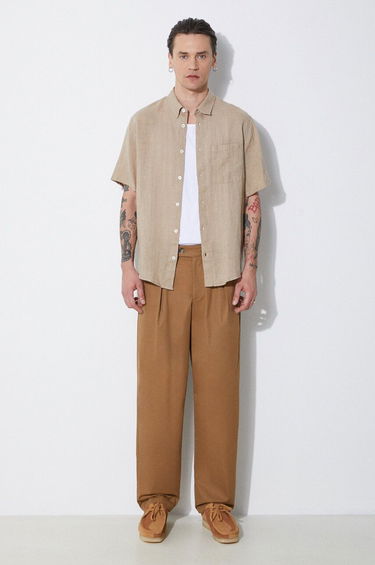 Košeľa A.P.C. A.P.C. Chemisette Bellini Linen Shirt, Regular Fit Béžová | LIAEK.H12551.BAA, 1