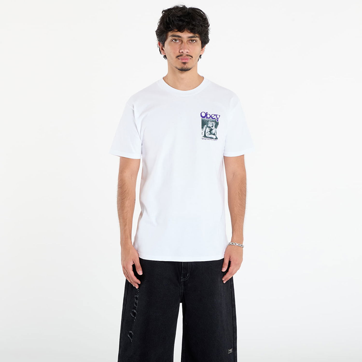 Tričko OBEY OBEY Stop Worry Now T-Shirt Biela | 165264127-WHT, 0