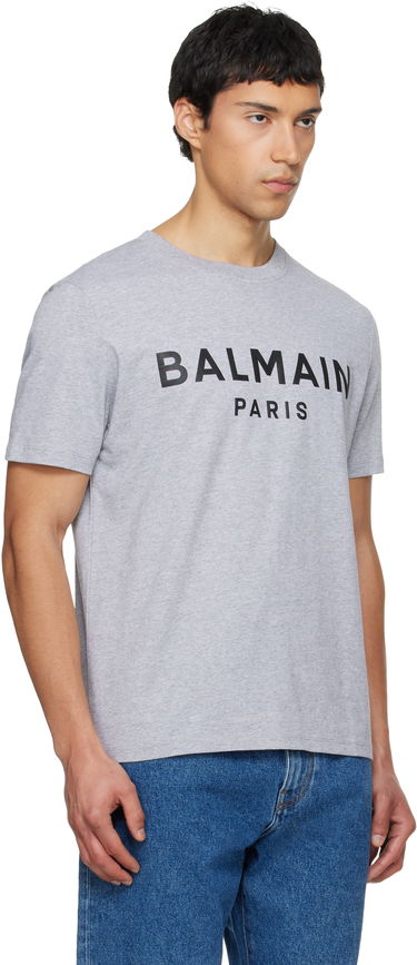 Tričko Balmain Printed Cotton T-shirt Šedá | GH1EG000BD46, 1