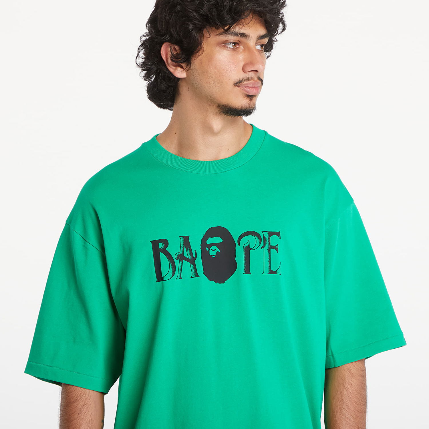 Tričko BAPE A BATHING APE Screen Print Logo Relaxed Fit Short Sleeve Tee Green Zelené | 001TEK801347M GRN, 1