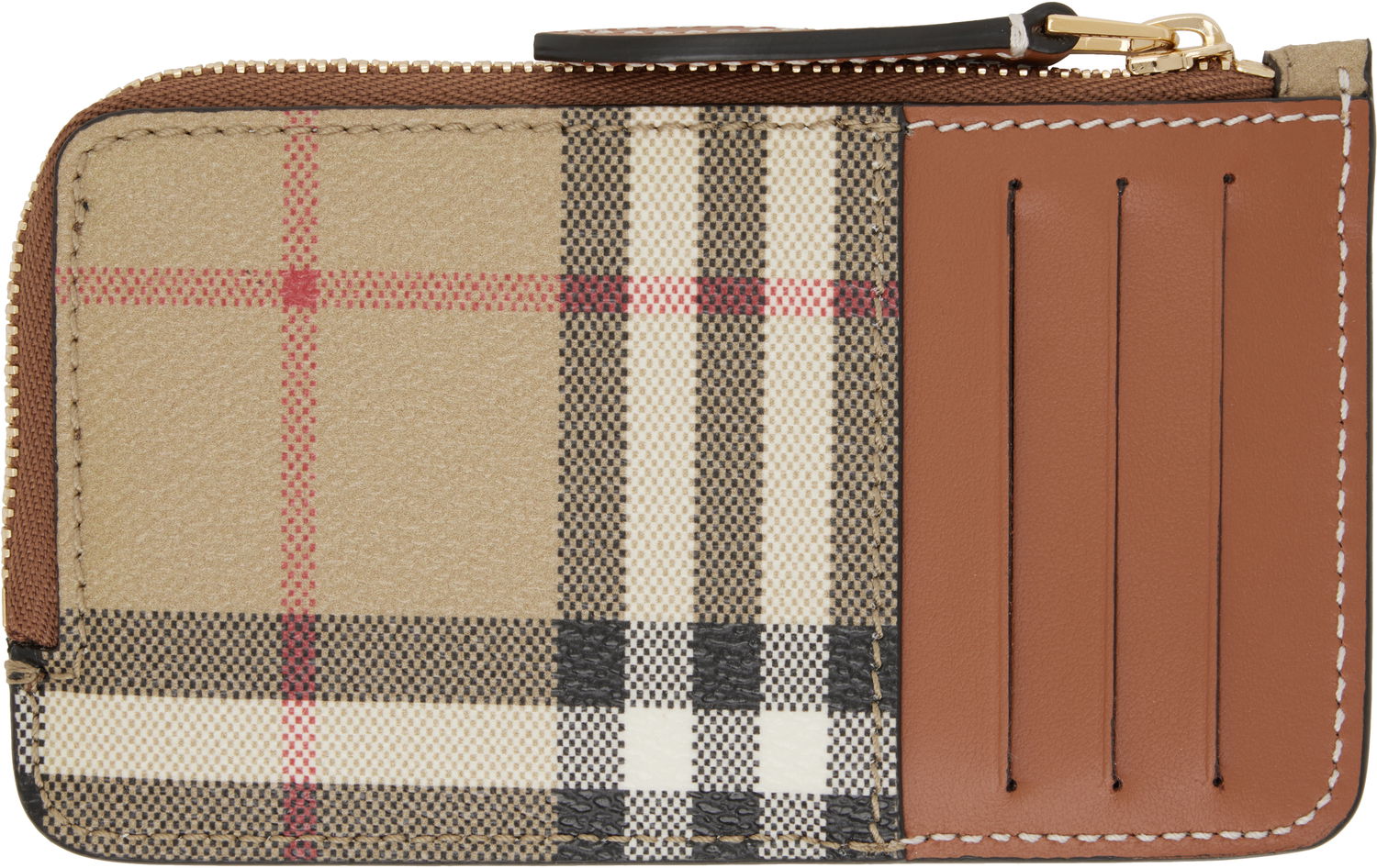 Peňaženka Burberry Burberry Check Zip Card Holder Béžová | 8109804, 1