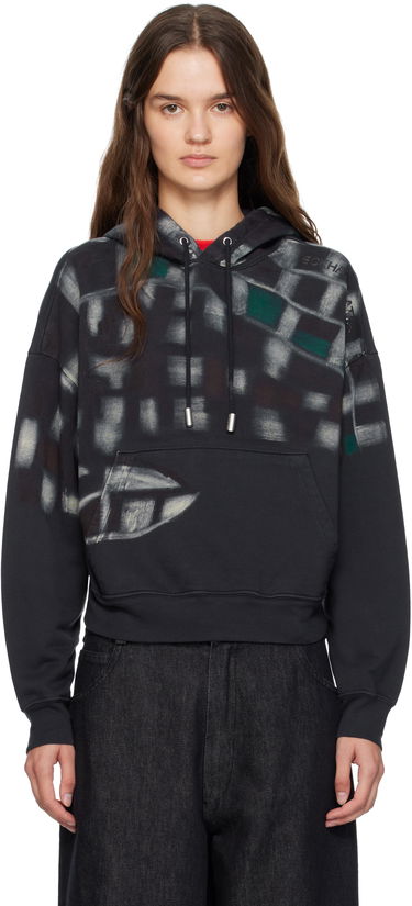 Mikina Eckhaus Latta Eckhaus Latta Garment-Dyed Printed Hoodie Čierna | 251-EL-PF25-P -, 0