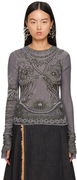 Jean Paul Gaultier Soleil Shimmering Patterned Long Sleeve T-Shirt
