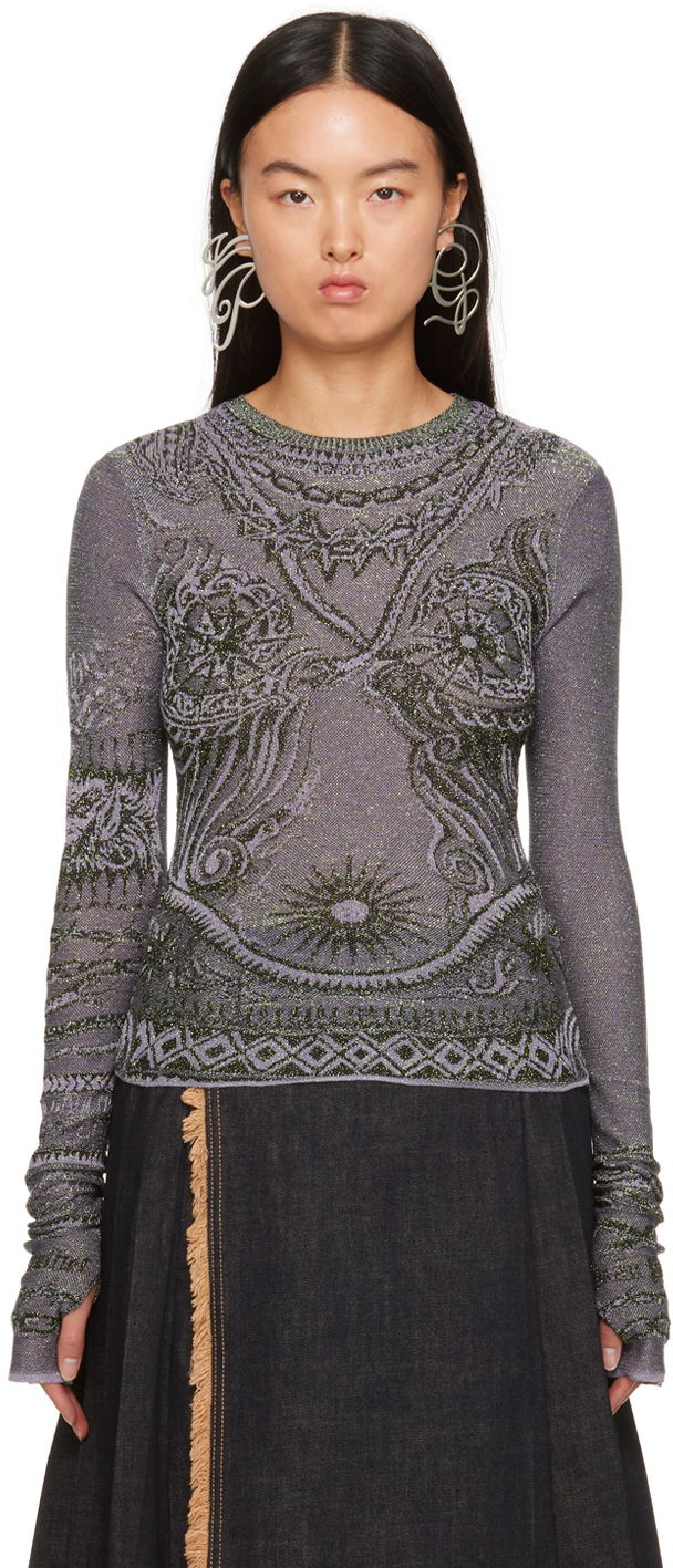 Tričko Jean Paul Gaultier Jean Paul Gaultier Soleil Shimmering Patterned Long Sleeve T-Shirt Rôznofarebný | 23/15-F-PL040-M061-4027