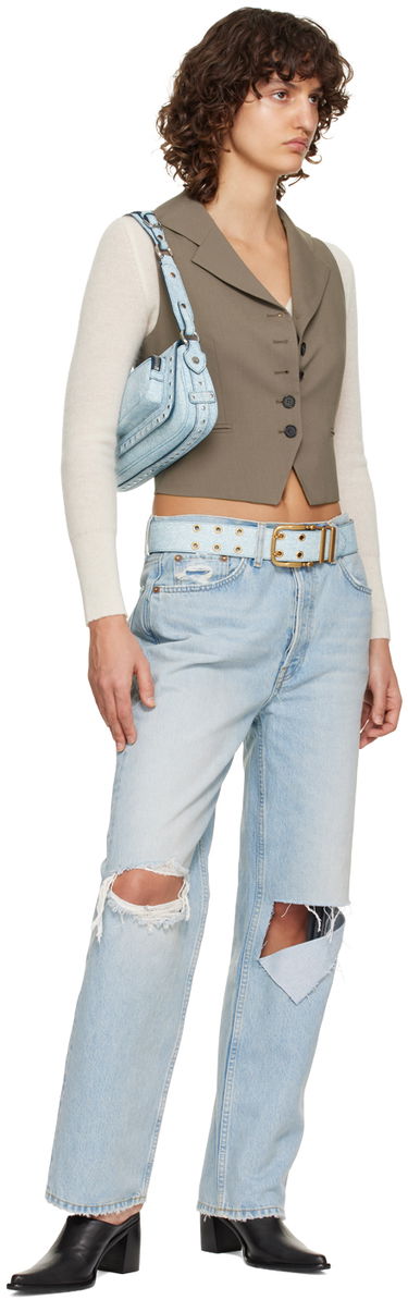 Opasok BY FAR Duo Double Buckle Denim Belt Modrá | 23CRDUDNML, 2