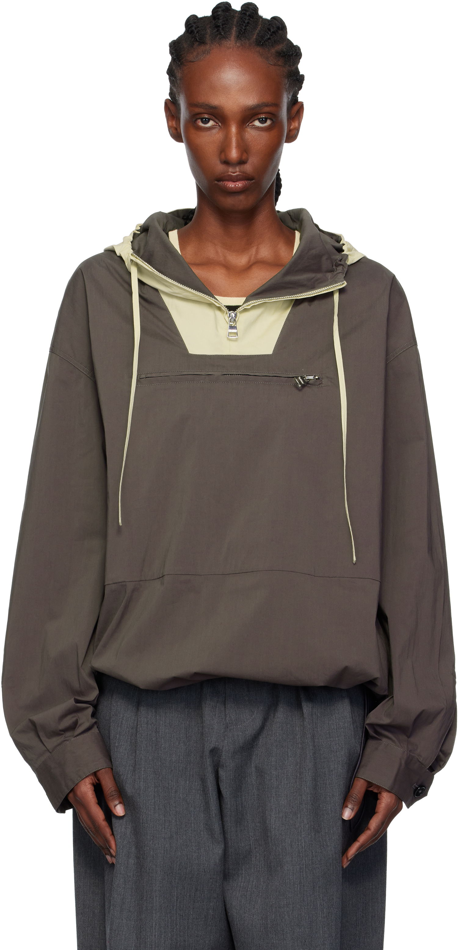 Vetrovka JW Anderson JW Anderson Contrast Hood Anorak Hnedá | JK0415-PG1838, 0