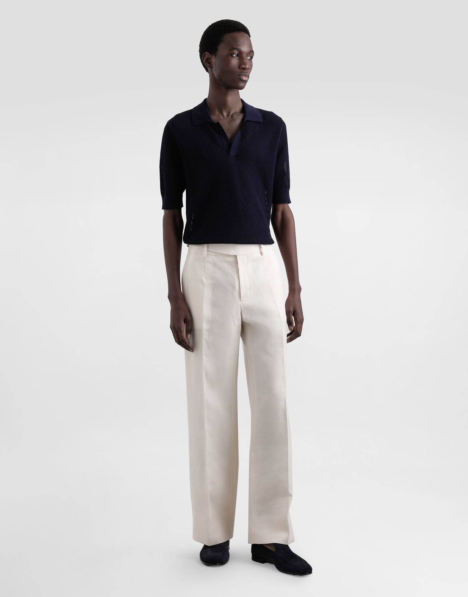Polo tričko Dolce & Gabbana Dolce & Gabbana Micro-Pattern Cotton Polo Shirt Navy | GXZ73ZJBCGWB3681, 1