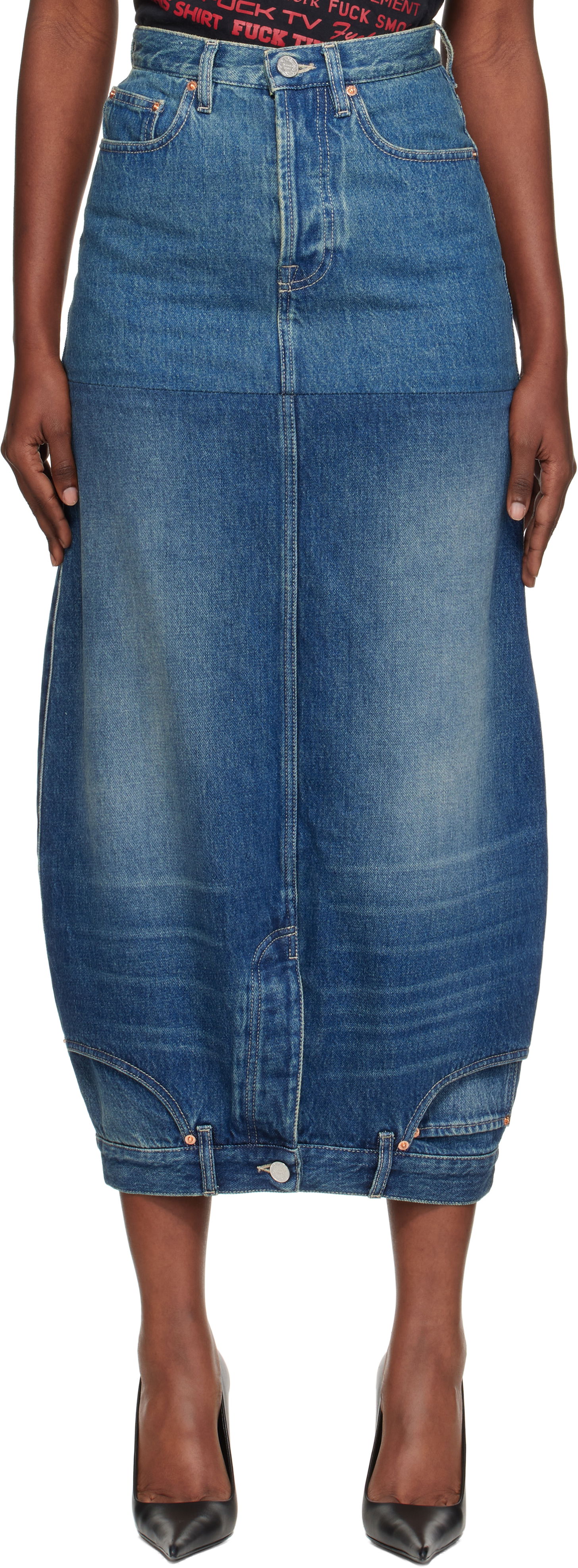 Sukňa VETEMENTS Vetements Double Denim Midi Skirt Modrá | WH76DK880VBBG, 0