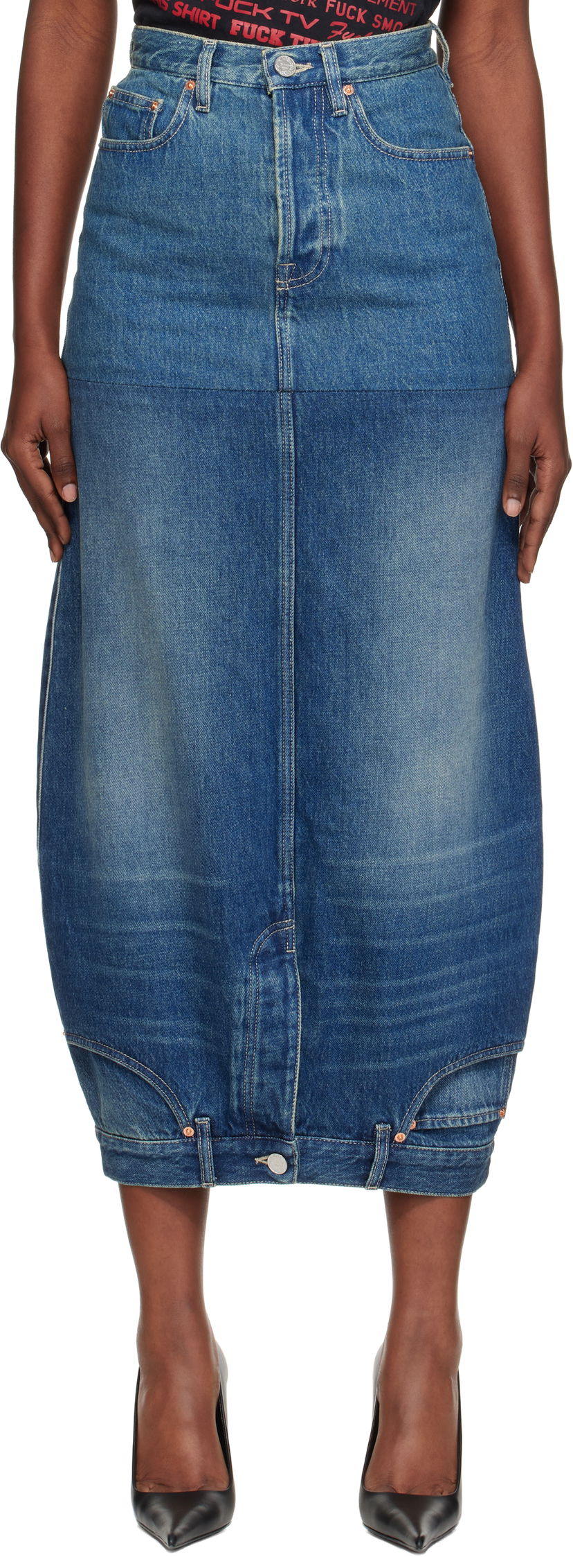 Sukňa VETEMENTS Vetements Double Denim Midi Skirt Modrá | WH76DK880VBBG