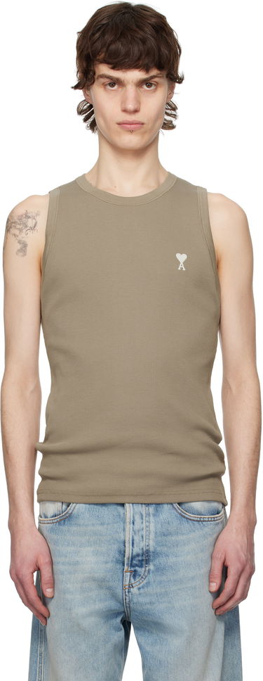 Tielko AMI AMI Paris Ribbed Ami de Coeur Tank Top Hnedá | HTK060.JE0117, 0