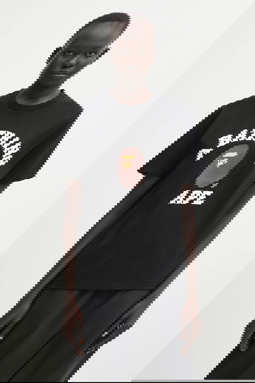 Tričko BAPE A Bathing Ape College T-Shirt Čierna | 001TEL302001L, 0