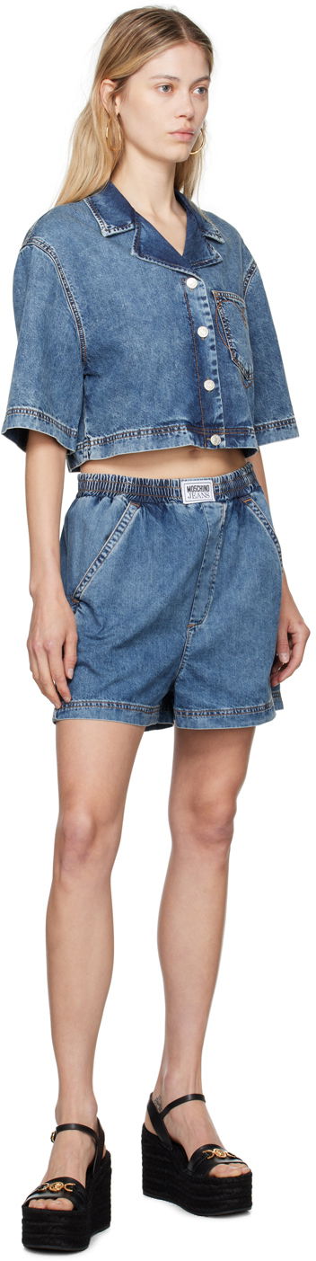 Košeľa Moschino Jeans Cropped Denim Shirt Modrá | 242K1A0202, 3