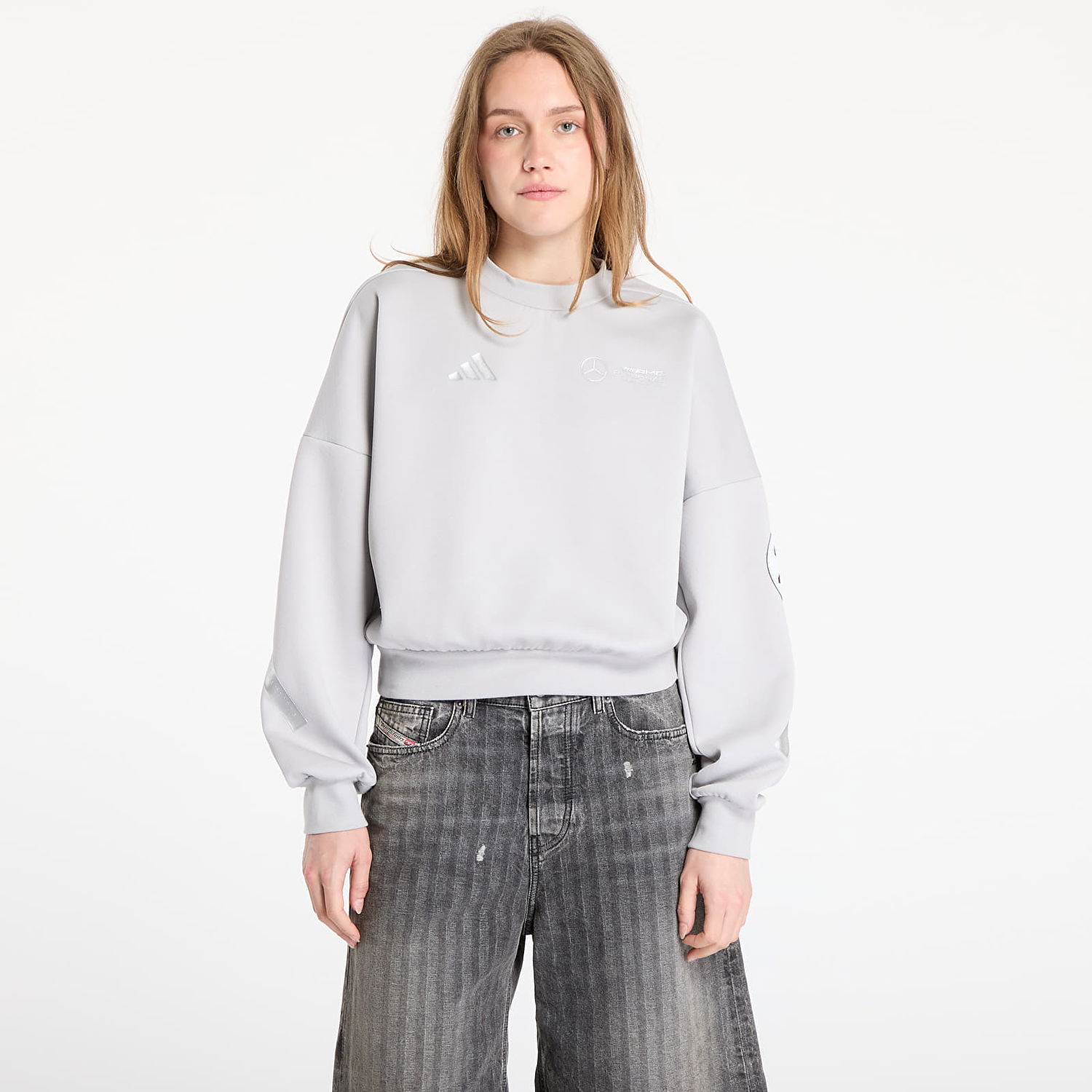 Mikina adidas Performance Mercedes Cropped Sweatshirt Šedá | JW3480, 0