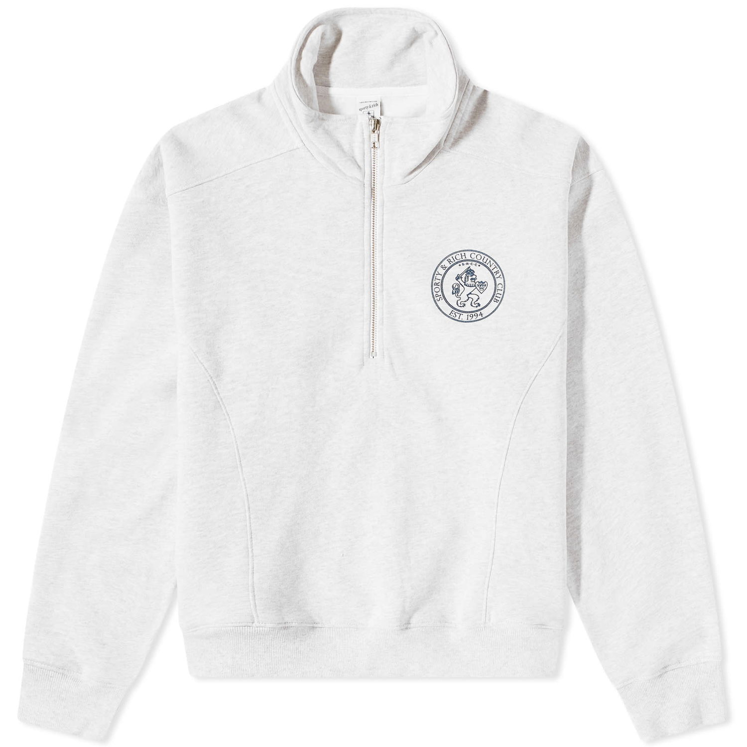 Sveter Sporty & Rich Sporty & Rich Lion Crest Quarter Zip Sweatshirt Šedá | QZ841HG, 0