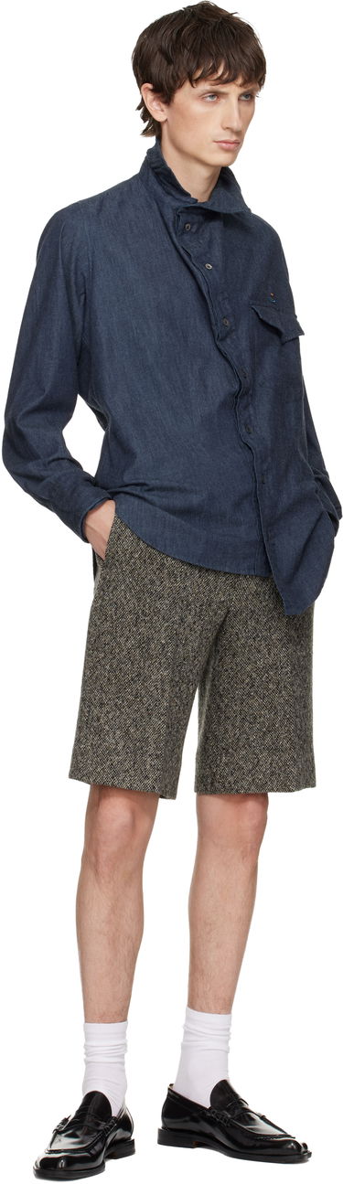 Košeľa Vivienne Westwood Chaos Long Sleeve Asymmetric Placket Shirt Modrá | 35010022-W0184-, 3