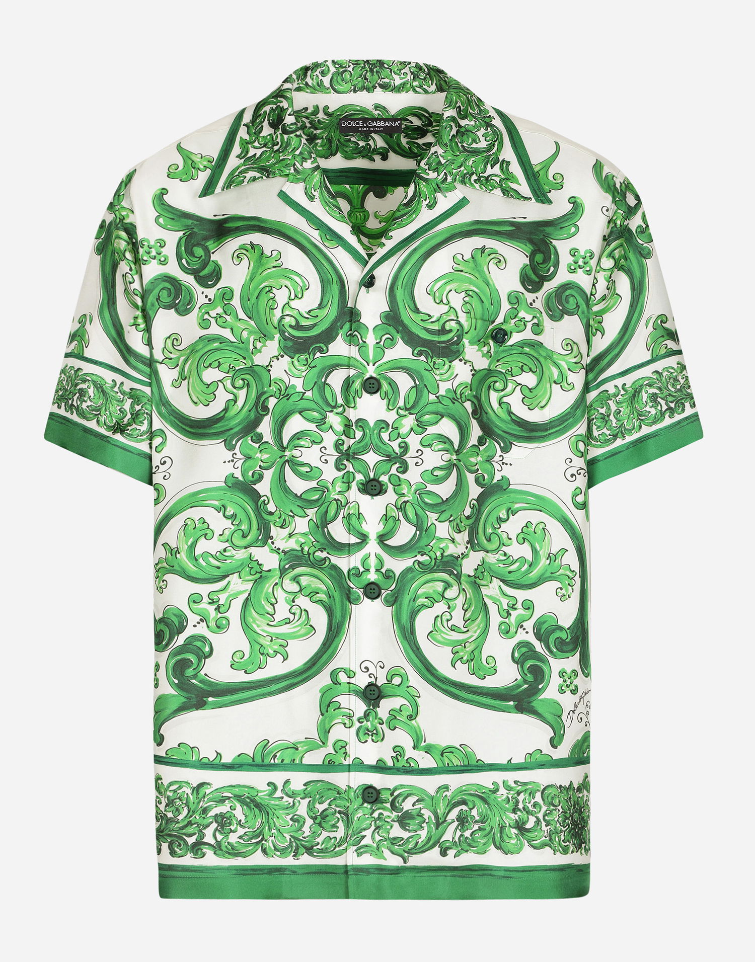 Košeľa Dolce & Gabbana Silk Twill Hawaiian Shirt With Majolica Print Zelené | G5JH9THI1S6H85DQ, 0