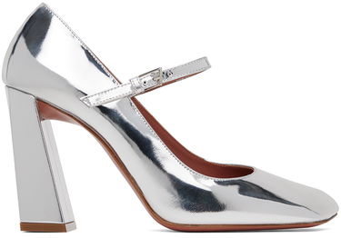 Tenisky a topánky Amina Muaddi Metallic Leather Mary Jane Heels Metalická | CHARLOTTE MARY JANE BLOCK MIRROR, 0