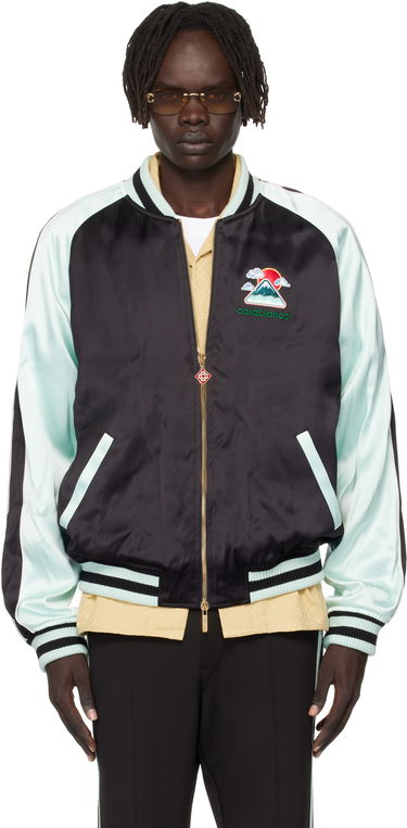 Bomber bunda Casablanca Casablanca Embroidered Satin Bomber Jacket Tyrkysová | MPF25-JK-383-01, 0