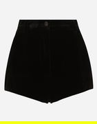 High-waisted Tuxedo Velvet Shorts