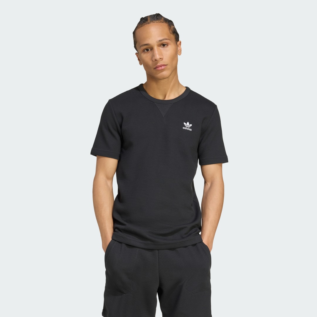 Tričko adidas Performance Trefoil Essentials Waffle T-Shirt Čierna | KA7767, 0