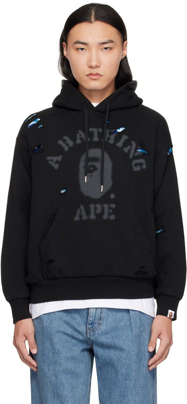 Mikina BAPE Destroyed College Hoodie Čierna | 001PPK801311M, 0