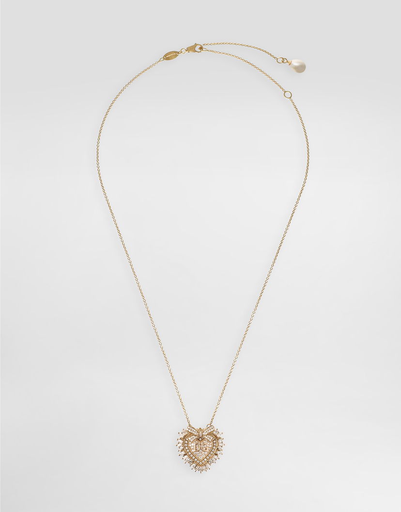 Náhrdelník Dolce & Gabbana Dolce & Gabbana Devotion 18 Carat Yellow Gold Diamond Heart Pendant Necklace Metalická | WNND1KWYEDWZOO00