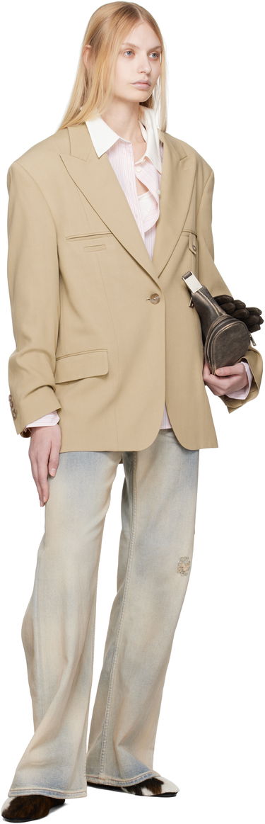Kabáty Acne Studios Acne Studios Relaxed Fit Blazer Béžová | AH0302-, 3