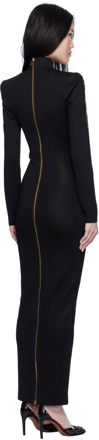 Šaty Balmain Body Motif Knit Maxi Dress Čierna | EF1RR269KH95, 2