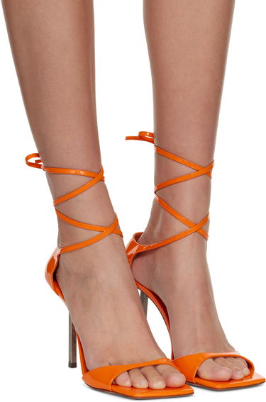 Doplnky Amina Muaddi Amina Muaddi Hailey Heeled Sandals Oranžová | HAILEY SANDAL METAL PATENT, 3