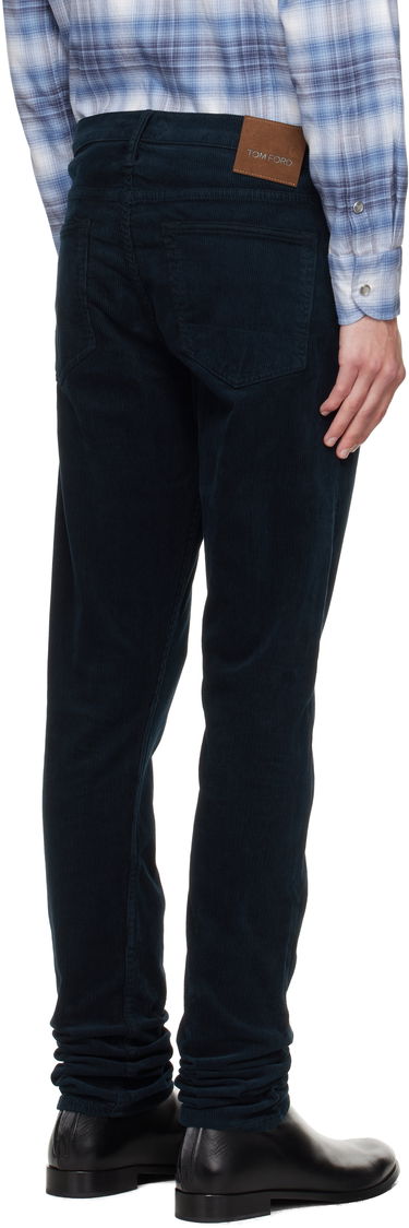 Nohavice Tom Ford TOM FORD 12 Waves Corduroy Slim Fit Stretch Trousers Navy | DPS001-DMC081, 2